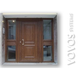 Συνθετικες Εξωπορτες -Εξωπορτα PVC   πολυκατοικιας ασφαλειας  με πλαινα σταθερα  στην Αθηνα 