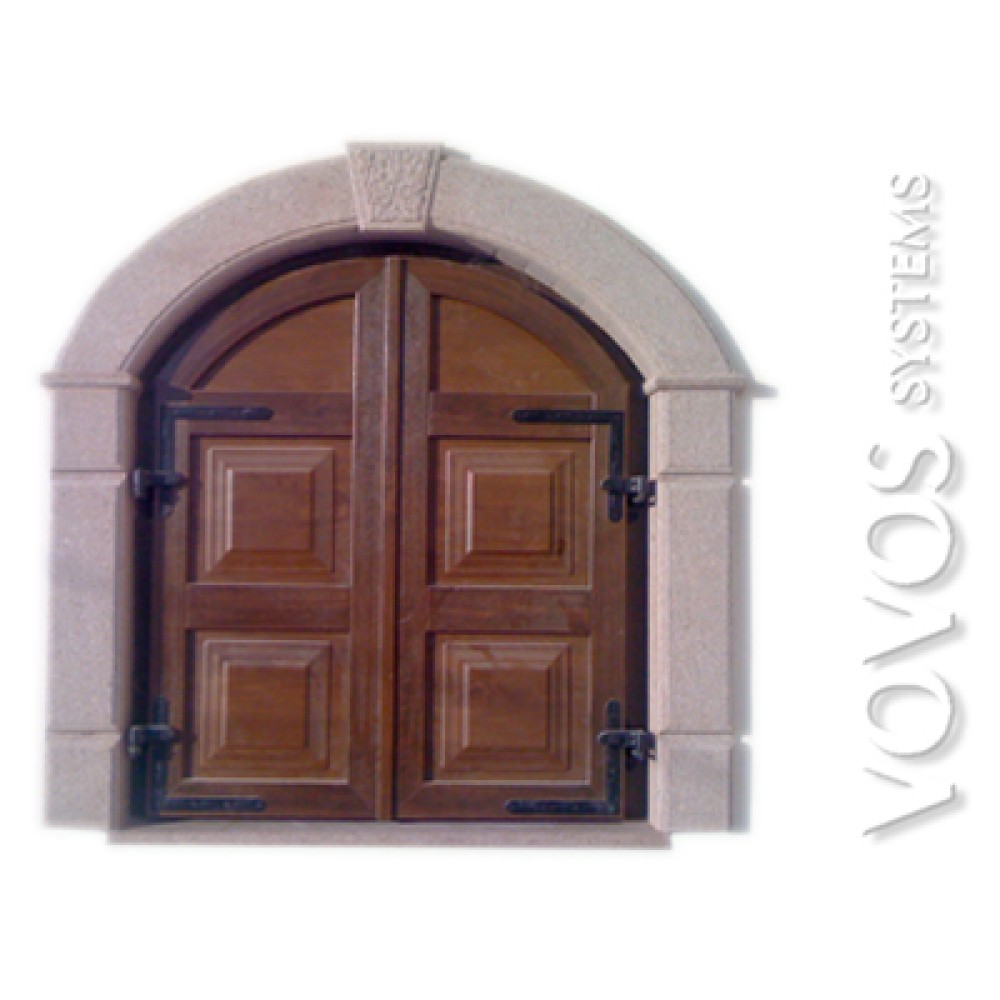Συνθετικα pvc Κουφωματα, Πατζουρια Πρεσαριστα Ταμπλαδωτα  Αψιδα σε χρωμα ξυλου καρυδιας στο Σιγρι Λεσβος