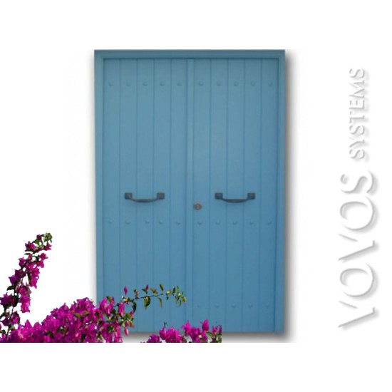 Ξυλινες Πορτες, Αυλοπορτα διφυλλη Μασιφ καθετο ραμποτε στα Πολλωνια Μηλος