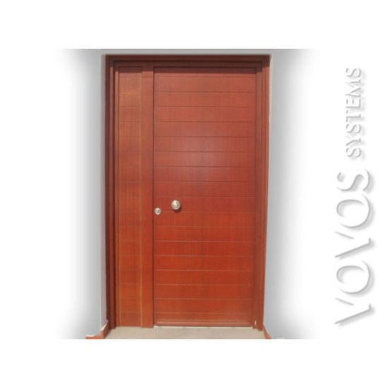 Εξωπορτες Ξυλινες , Πορτα  Εισοδου Ψευτοδιφυλλη Οριζοντιο Ραμποτε Μαυρα Γκρεμνα Μηλος