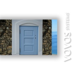 Πορτες Ξυλινες Βοηθητικες , Ξυλινη Πορτα Αποθηκης με γριλια εξαερισμου στην Μυκονο