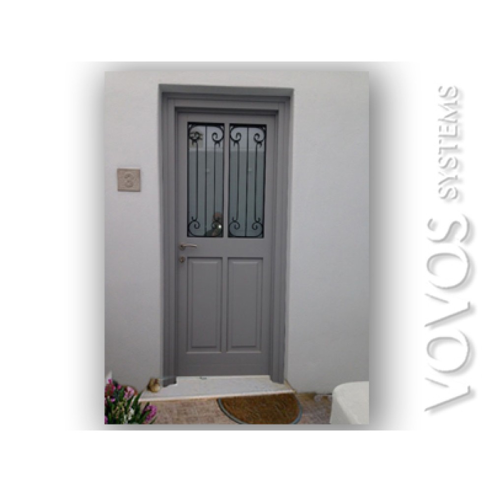 Ξυλινα Κουφωματα Παραδοσιακα, Πορτα Εισοδου Ταμπλαδωτη μονοφυλλη στα "studios Νεφελη" στα Πολωνια  Μηλος