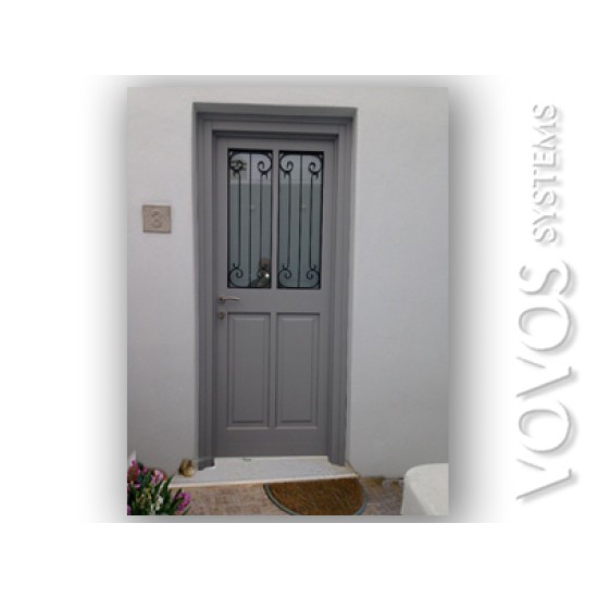 Ξυλινα Κουφωματα Παραδοσιακα, Πορτα Εισοδου Ταμπλαδωτη μονοφυλλη στα "studios Νεφελη" στα Πολωνια  Μηλος