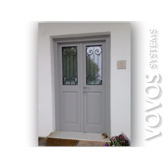 Ξυλινα Κουφωματα Παραδοσιακα, Πορτα Εισοδου Ταμπλαδωτη Διφυλλη στα "studios Νεφελη" στα Πολωνια Μηλος