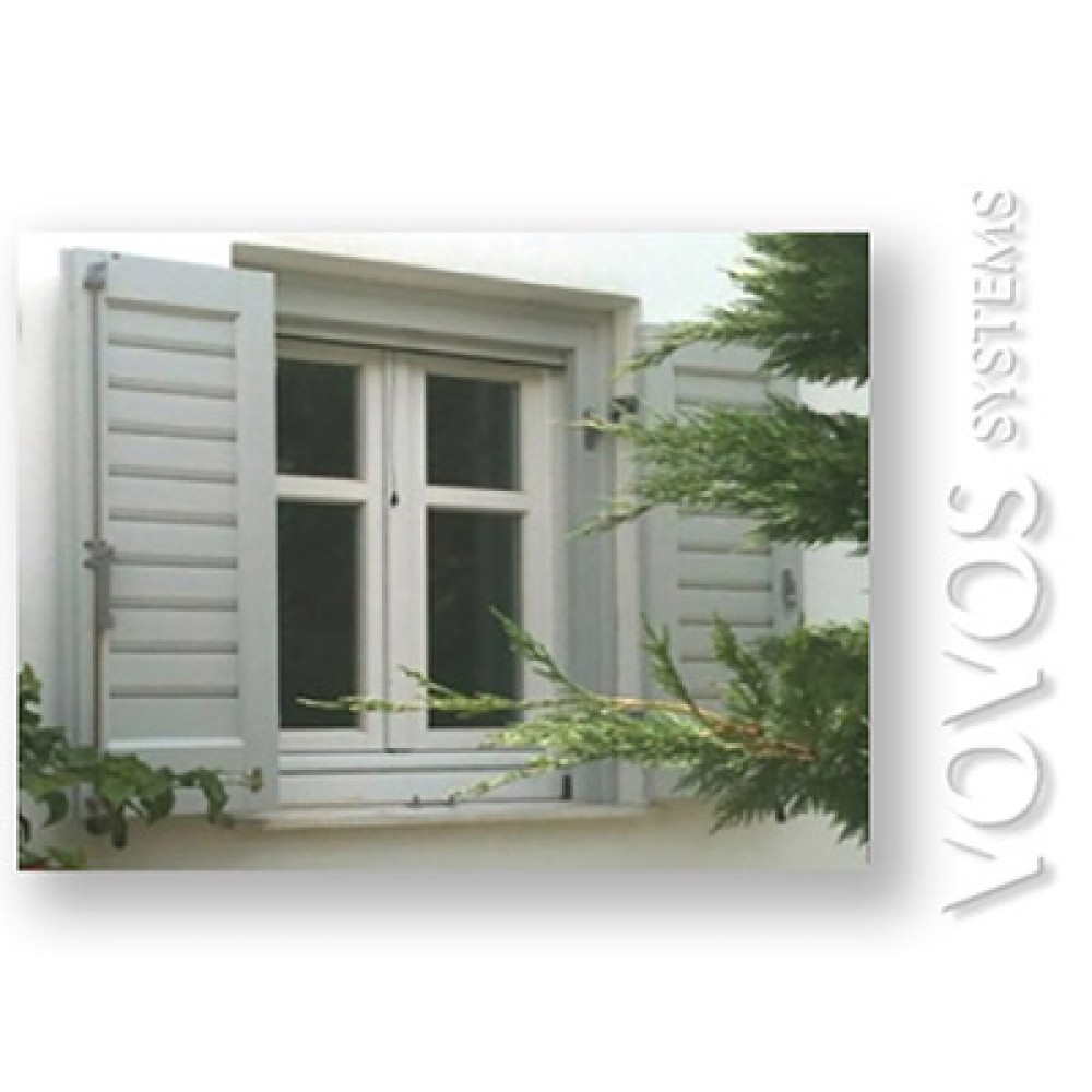 Ξυλινα κουφωματα, Ξυλινο παραθυρο με πατζουρι σχεδιο φυλλαρακι γερμανικο στο Ραμμο- Σεριφος