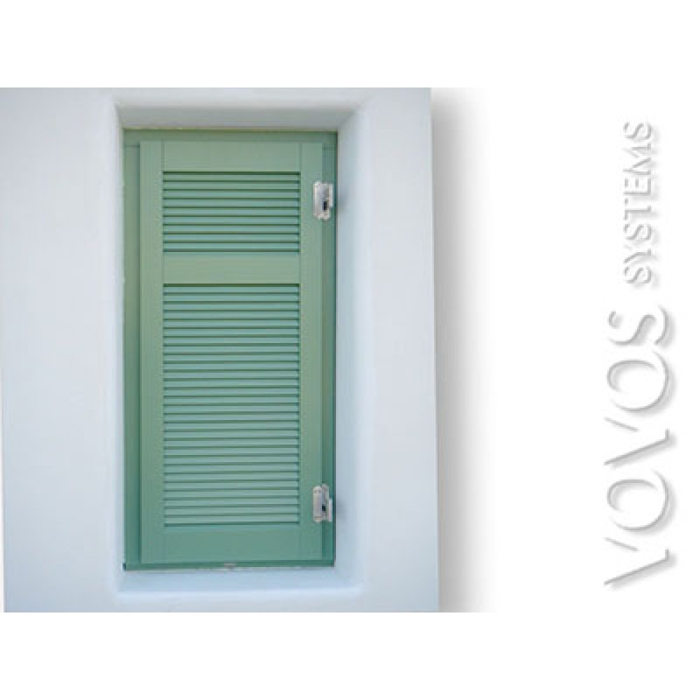 Ξυλινα κουφωματα , Ξυλινα πατζουρια μονοφυλλα ,σχεδιο  γερμανικο φυλλαρακι σε ενοικιαζομενα δωματια - Ιος