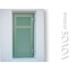 Ξυλινα κουφωματα , Ξυλινα πατζουρια μονοφυλλα ,σχεδιο  γερμανικο φυλλαρακι σε ενοικιαζομενα δωματια - Ιος