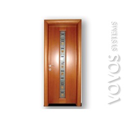 Πορτες Εσωτερικες , Ταμπλαδωτη Μεσοπορτα Μοντερνα σε  χρωμα κερασιας με καθετο σταθερο βιτρω τζαμι στην Αθηνα