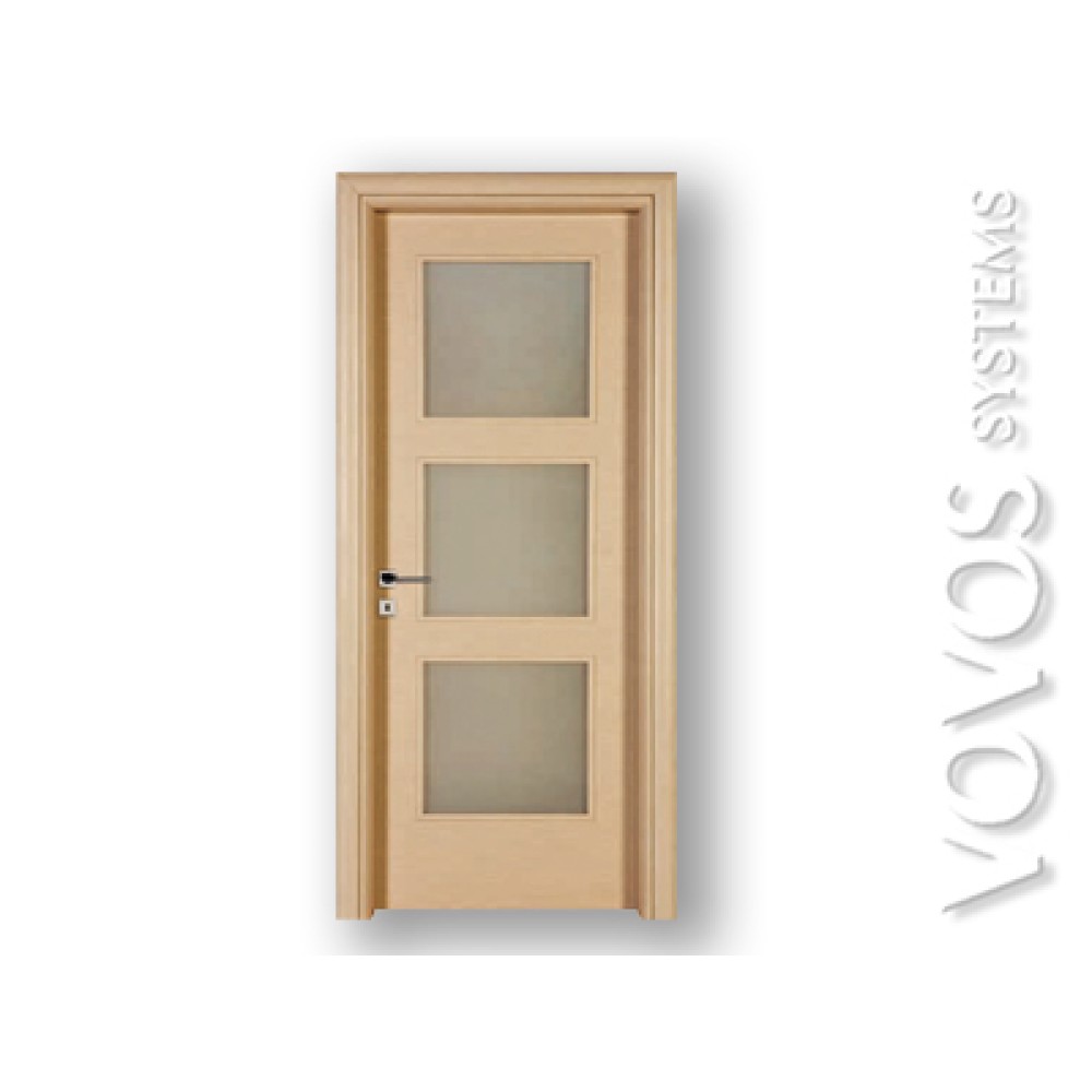 Εσωτερικες Συνθετικες  Πλαστικοποιημενες Πορτες,  Μεσοπορτες Laminate με τζαμι αμμοβολης 