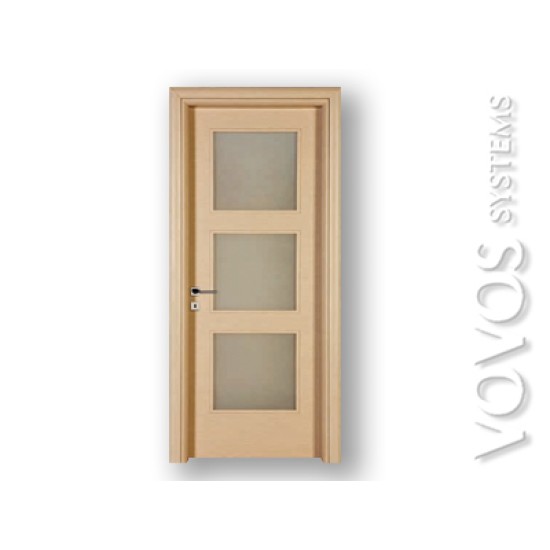 Εσωτερικες Συνθετικες  Πλαστικοποιημενες Πορτες,  Μεσοπορτες Laminate με τζαμι αμμοβολης 