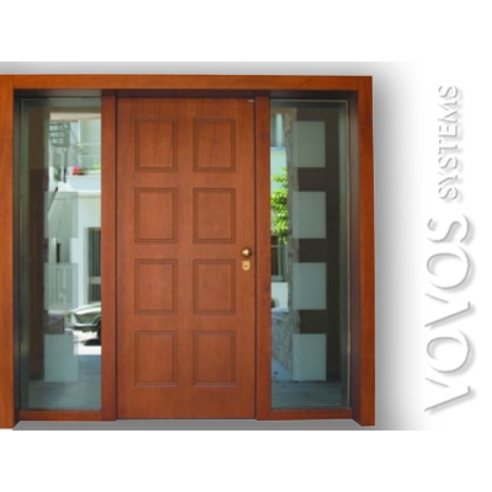 Εξωπορτες Ασφαλειας, Θωρακισμενη Πορτα Πολυκατοικιας με δυο σταθερα τζαμια ασφαλειας στην Κηφισια- Αθηνα