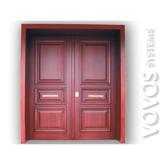 Πορτες Ασφαλειας, Εξωπορτα ασφαλειας Νεοκλασικη διφυλλη χειροποιητη με ταμπλαδες στην Αθηνα