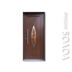 Εξωπορτα Συθετικη PVC  με   τζαμι βιτρω  