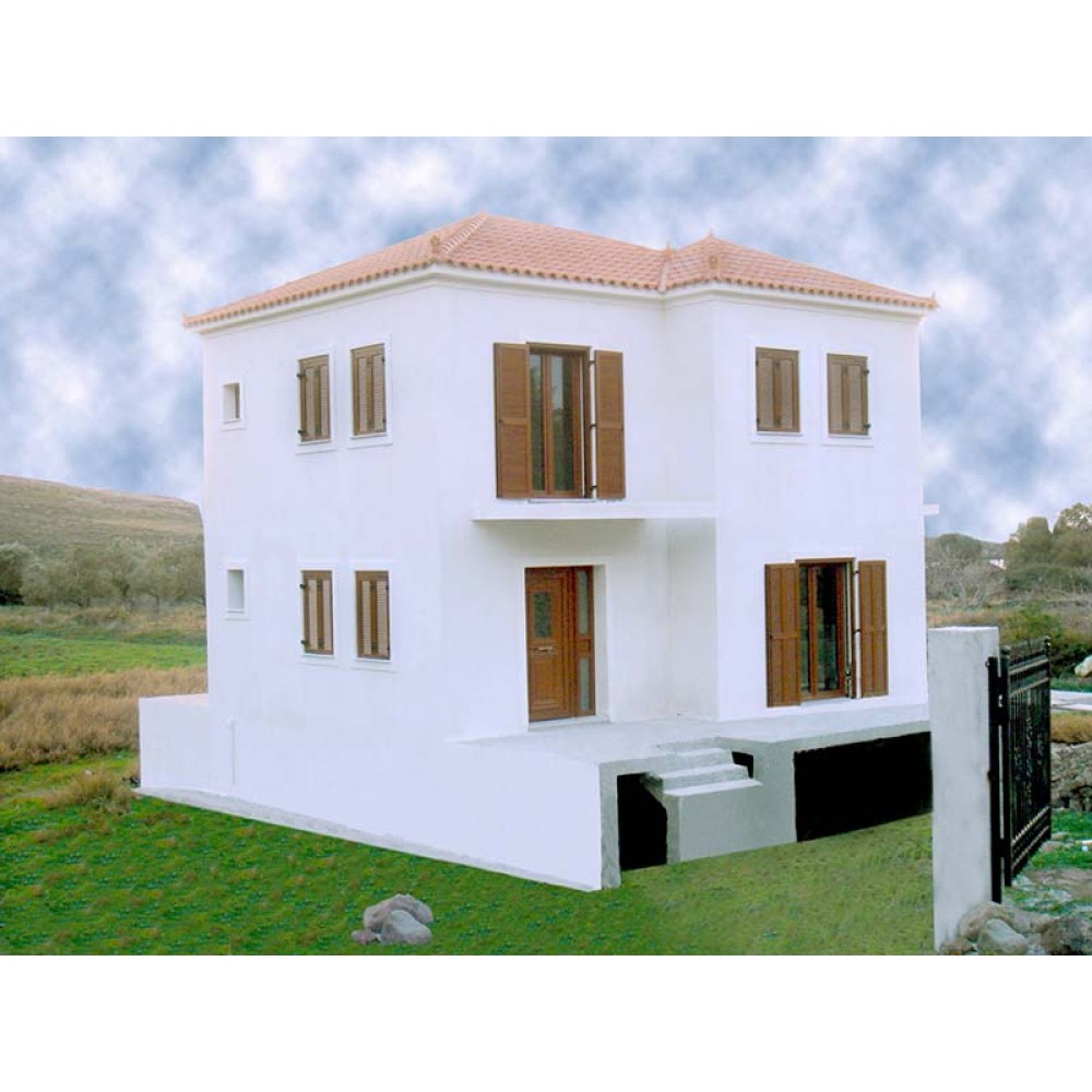 Συνθετικα κουφωματα Kommerling ,  Pvc κουφωματα  απομιμηση ξυλου για εξοχικη κατοικια στο Σιγρι  Μυτιληνης 