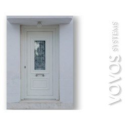 Εξωτερικες Πορτες pvc Οικονομικες,  Πορτα  παραδοσιακη Λευκη  με ταμπλαδες και τζαμι στην Αθηνα