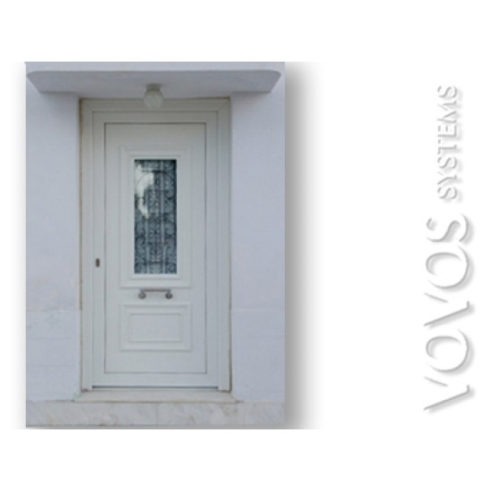 Εξωτερικες Πορτες pvc Οικονομικες,  Πορτα  παραδοσιακη Λευκη  με ταμπλαδες και τζαμι στην Αθηνα