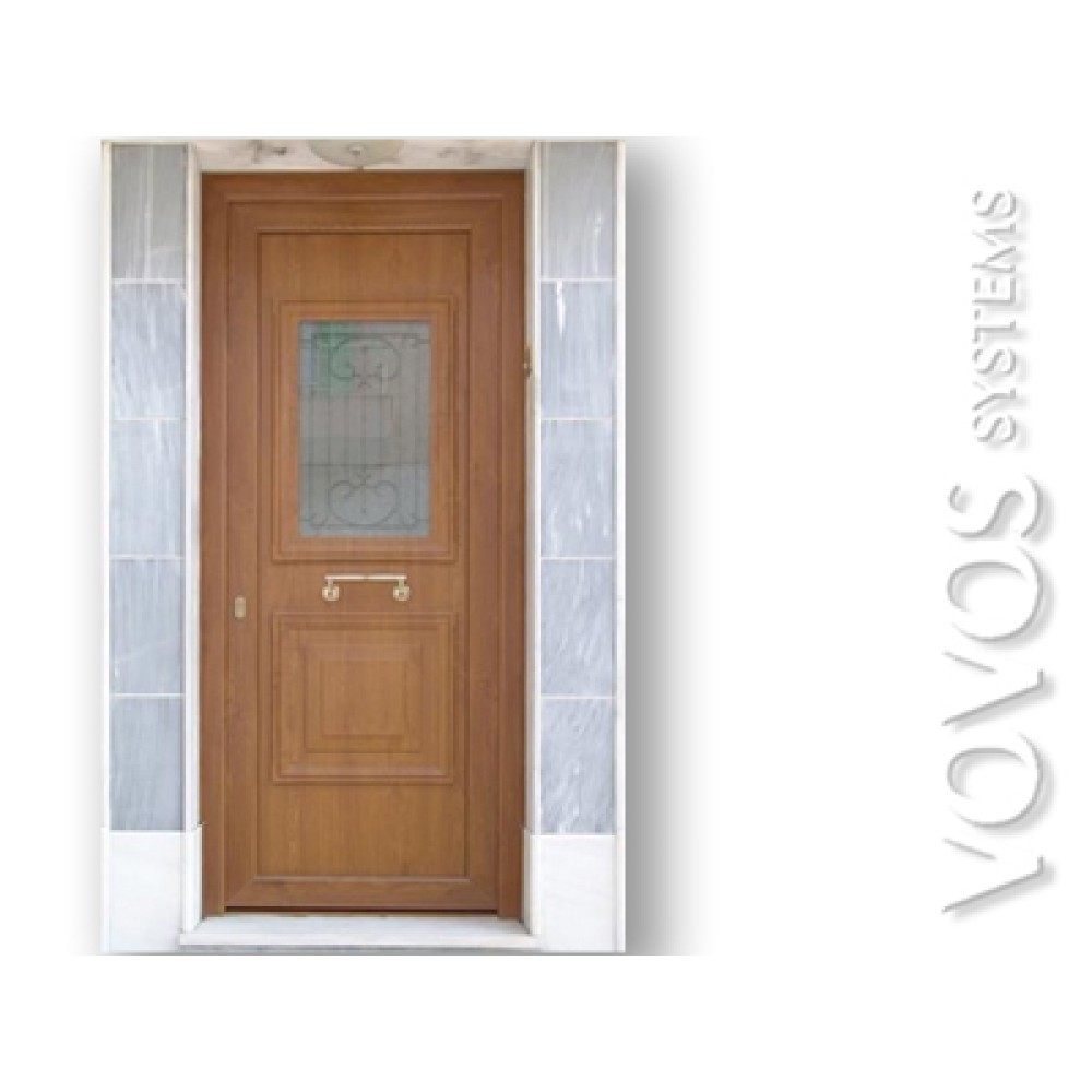 Συνθετικες Εξωπορτες, εξωθυρα μονοφυλη  σε απομιμηση Ξυλου σε κατοικια στο Κερατσινι Πειραια