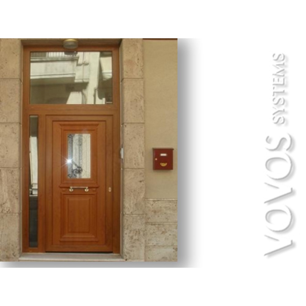 Εισοδος πολυκατοικιας σε απομιμηση Ξυλου στο Κερατσινι Πειραιας