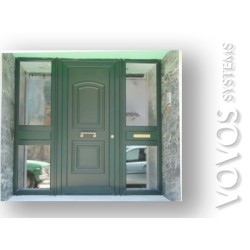 Εισοδος Πολυκατοικιας pvc με σταθερα τζαμια σε χρωμα  κυπαρισσι στον Προφητη Ηλια πειραιας