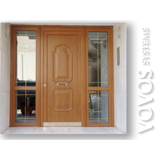 Εξωπορτες Πολυκατοικιων, Eξωπορτα κλασικη πολυκατοικιας  συνθετικη  με σταθερους καθετους φεγγιτες  Αλκιβιαδου  Πειραιας