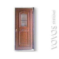 Συνθετικες Πορτες,  Παραδοσιακη pvc πορτα πρεσαριστη με τζαμι σταθερο , απομιμηση ξυλου στο Διακοφτο