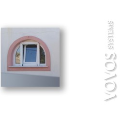 Συνθετικα Παραθυρα , Μονοφυλλο pvc παραθυρο κουρμπαριστο με σταθερα & ανακληση  στον Προφητη Ηλια  Λακωνια