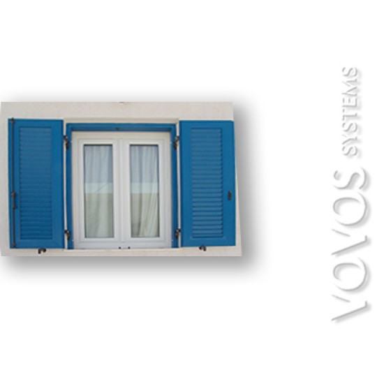 Συνθετικα  παραθυρα ,  πατζουρια σχεδιο γαλλικο φυλλαρακι  σε νησιωτικα παραθαλασσια εξοχικα σπιτια  στη Σαλαμινα