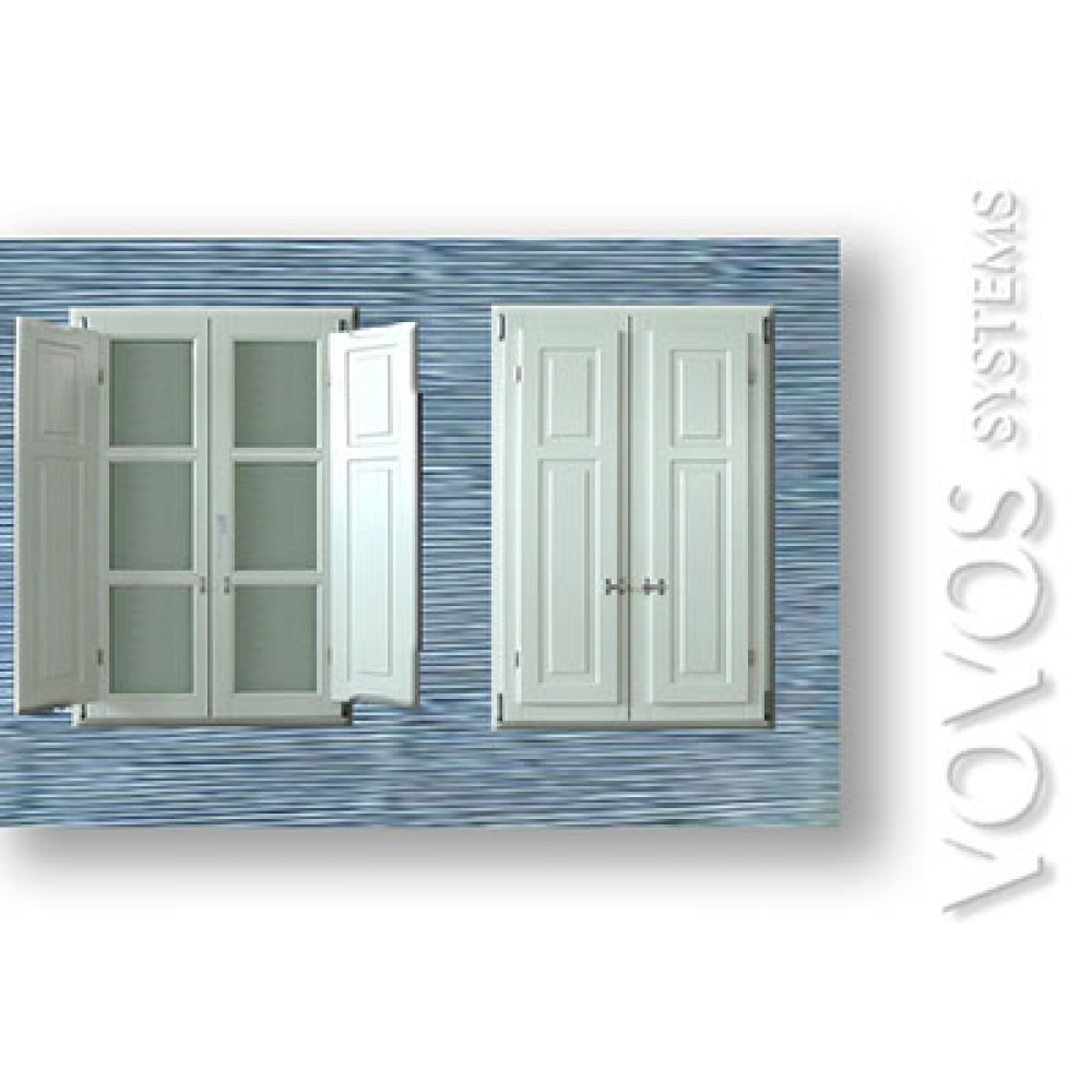 Ξυλινα Κουφωματα, Ξυλινα  Παραθυρα με  εσωτερικα ταμπλαδωτα Παντζουρια νησιωτικα στις Σπετσες