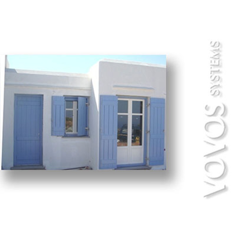 Ξυλινα κουφωματα,  Πατζουρια καθετα ραμποτε μασιφ με καθετο εξαερισμο σε μπαλκονοπορτα  στα  Εξαμπελα Σιφνος