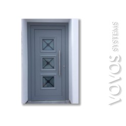 Πορτα Εισοδου  συνθετικη με τριπλο κρυσταλλο & διακοσμητικο καγγελακι